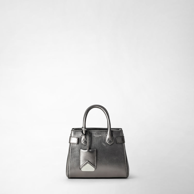 Serapian Mini meline' handbag in seta leather ruthenium Sottocosto