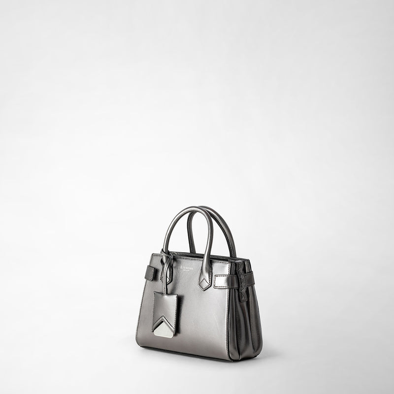 Serapian Mini meline' handbag in seta leather ruthenium Sottocosto