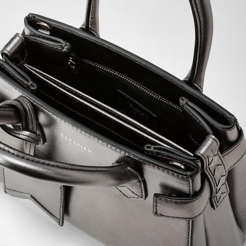 Serapian Mini meline' handbag in seta leather ruthenium Sottocosto