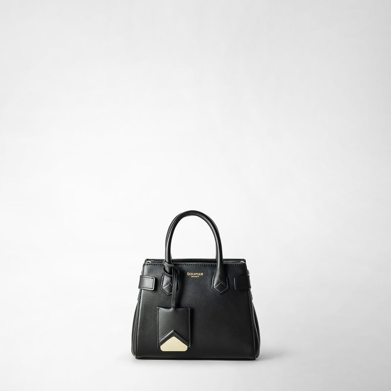 Serapian Mini meline' handbag in seta leather black Novità