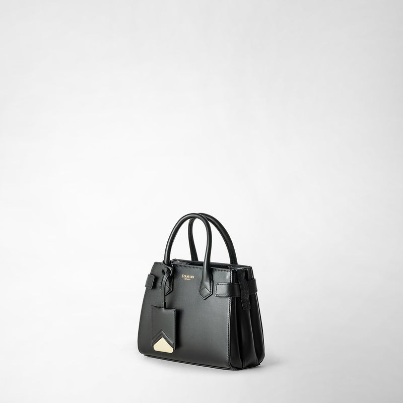 Serapian Mini meline' handbag in seta leather black Novità