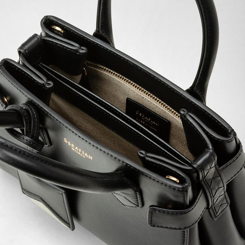 Serapian Mini meline' handbag in seta leather black Novità