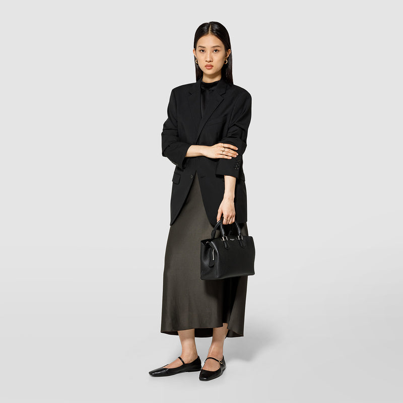 Serapian Small luna handbag in rugiada leather black Outlet
