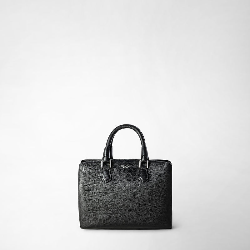 Serapian Small luna handbag in rugiada leather black Outlet
