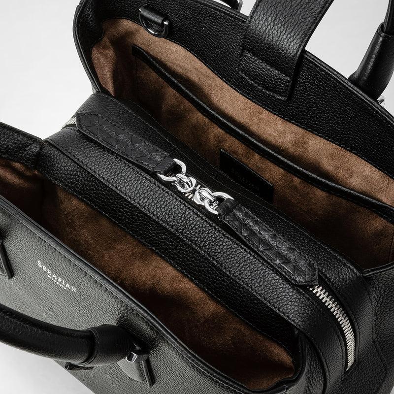 Serapian Small luna handbag in rugiada leather black Outlet
