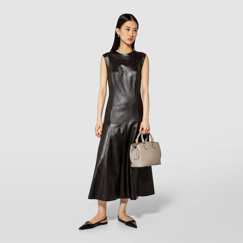 Serapian small luna handbag in rugiada leather sahara In Vendita
