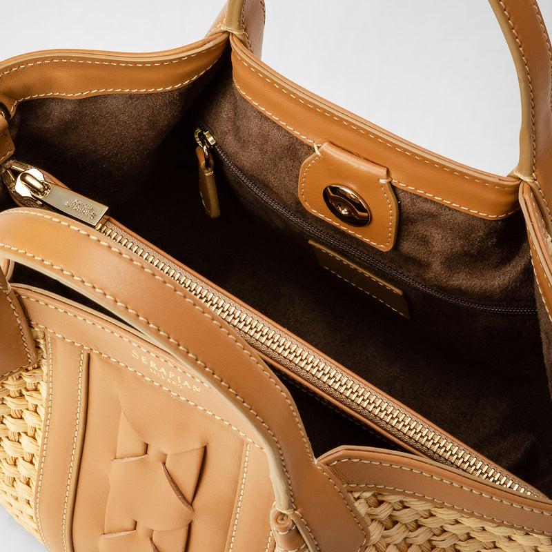 Serapian BORSA SECRET MINI IN RAFIA E PELLE SETA Prezzo basso