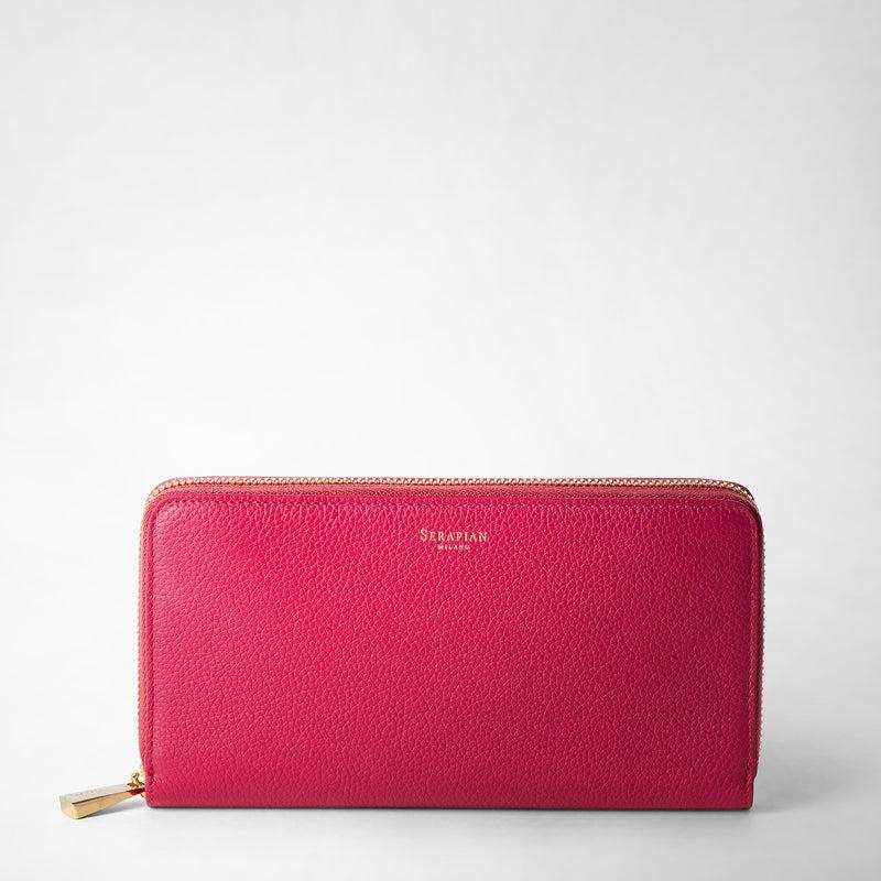 Serapian Zip-around wallet in rugiada leather petal In Saldo