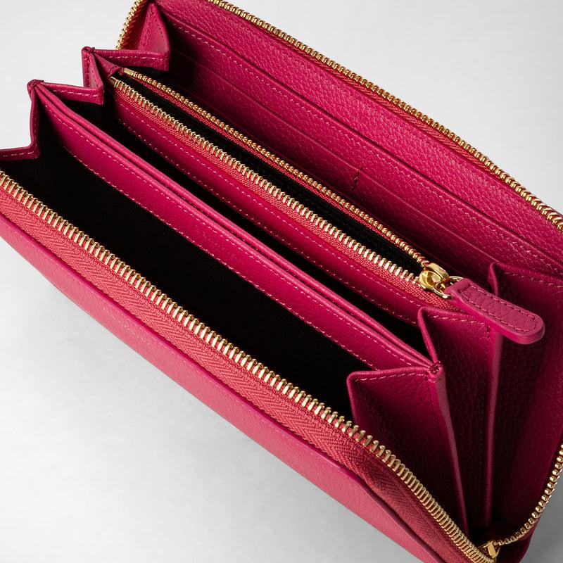 Serapian Zip-around wallet in rugiada leather petal In Saldo