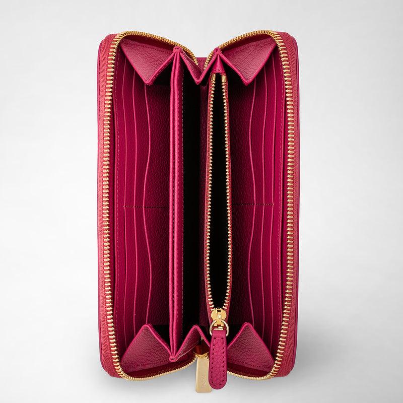 Serapian Zip-around wallet in rugiada leather petal In Saldo