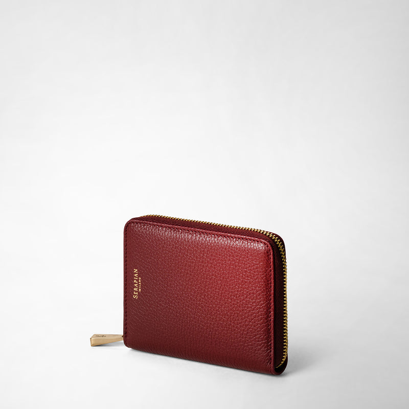 Serapian Portafoglio mini con zip in pelle rugiada burgundy 2025