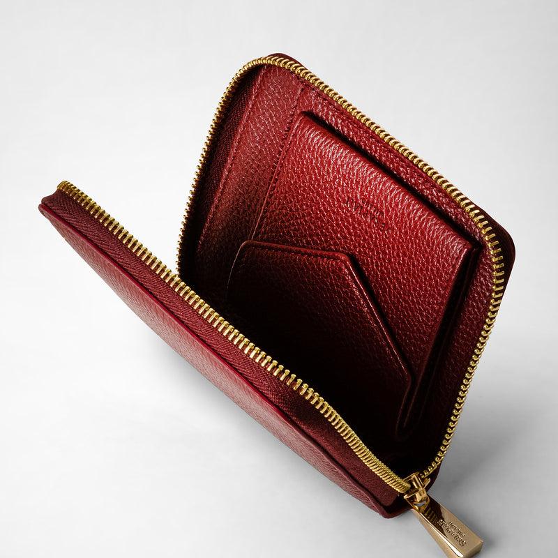 Serapian Portafoglio mini con zip in pelle rugiada burgundy 2025