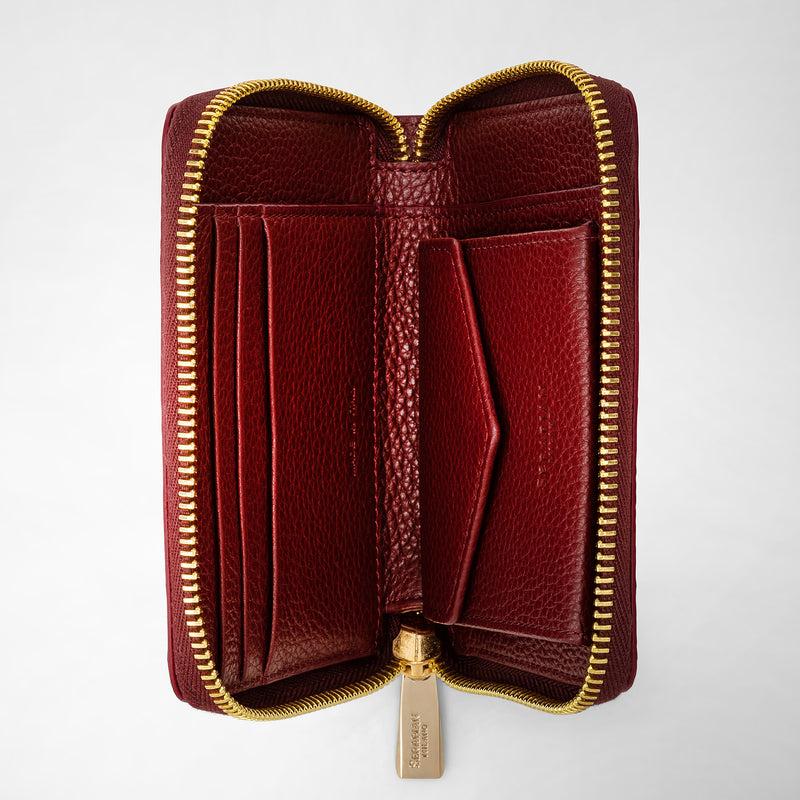 Serapian Portafoglio mini con zip in pelle rugiada burgundy 2025