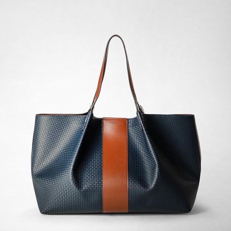 Serapian Borsa shopping secret stepan 72 blu oceano-cuoio Vendita