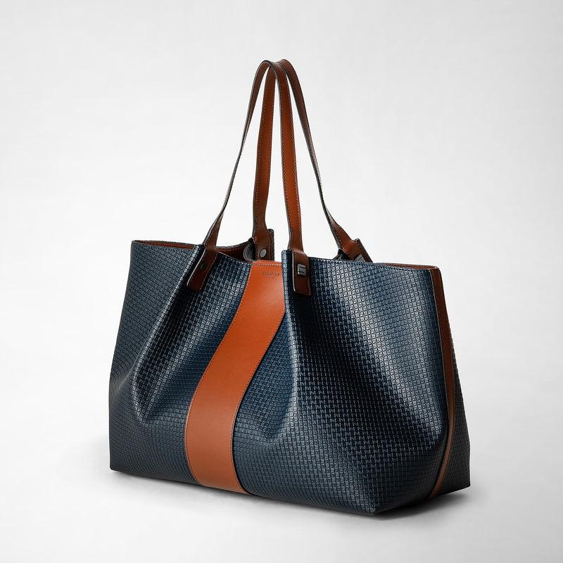 Serapian Borsa shopping secret stepan 72 blu oceano-cuoio Vendita