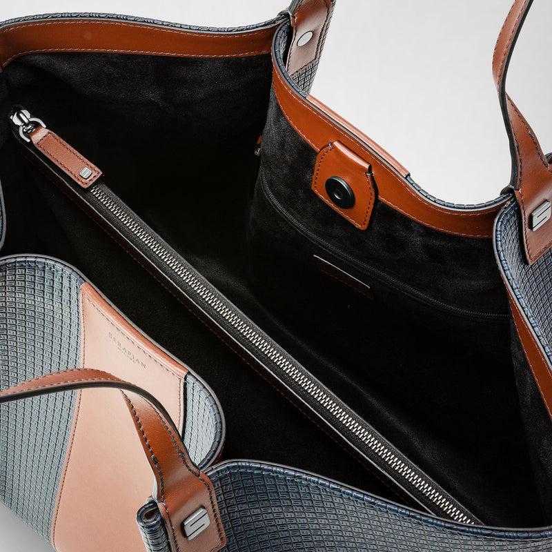 Serapian Borsa shopping secret stepan 72 blu oceano-cuoio Vendita