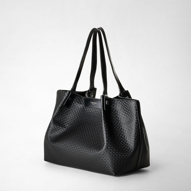 Serapian Tote bag secret piccola stepan nero-nero eclissi Spedizione Gratuita