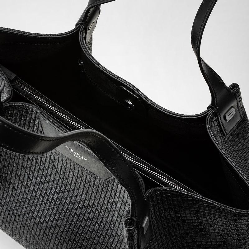 Serapian Tote bag secret piccola stepan nero-nero eclissi Spedizione Gratuita
