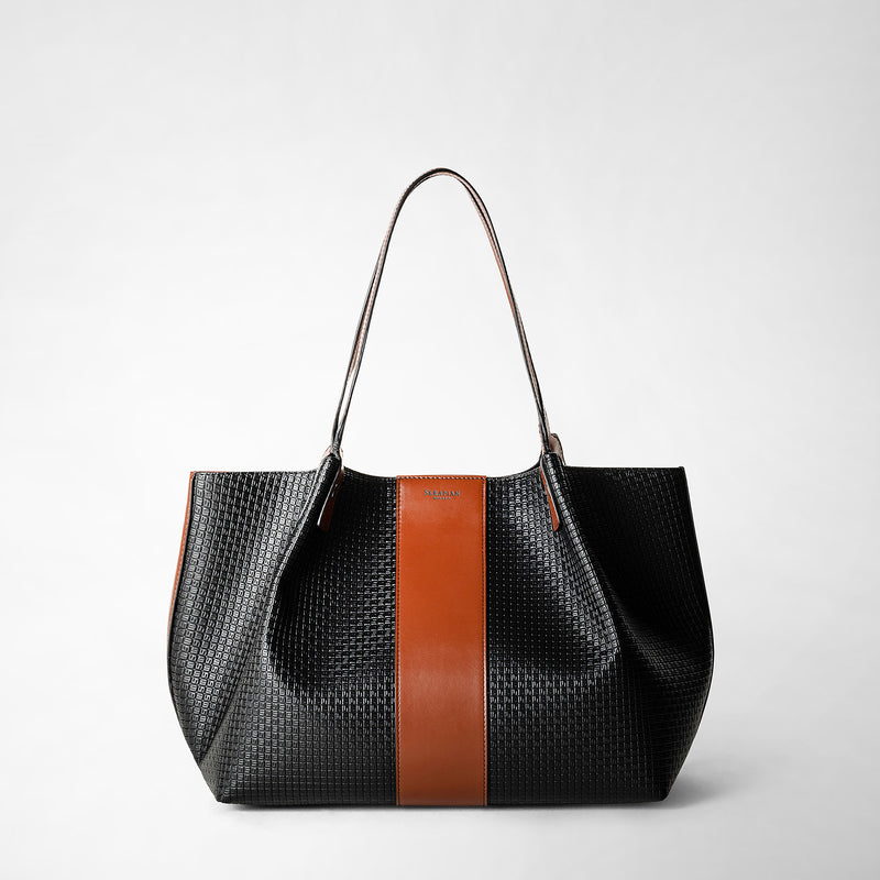 Serapian Borsa shopping secret piccola in stepan 72 nero-cuoio Pezzi Unici