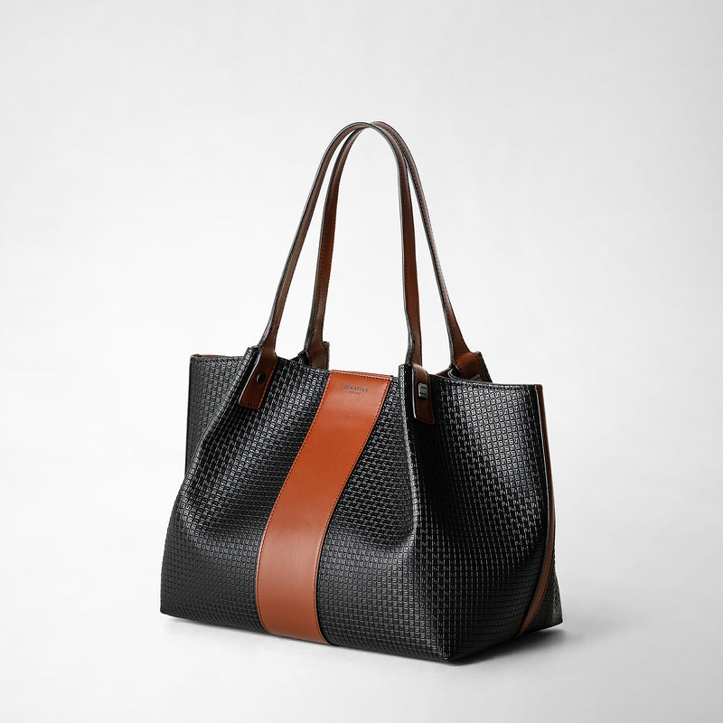 Serapian Borsa shopping secret piccola in stepan 72 nero-cuoio Pezzi Unici