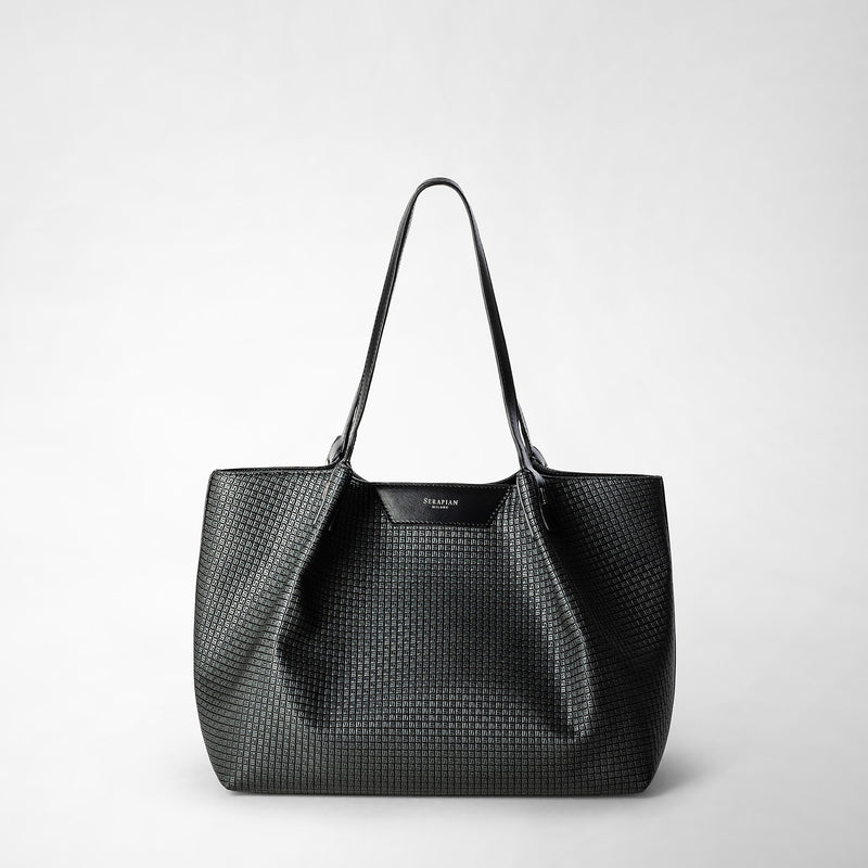 Serapian Tote bag secret piccola in stepan asfalto-nero Qualità Garantita