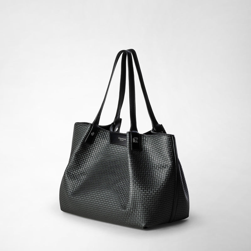 Serapian Tote bag secret piccola in stepan asfalto-nero Qualità Garantita