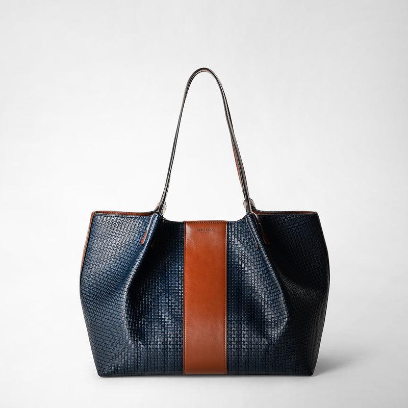 Serapian Borsa shopping secret piccola stepan 72 blu -cuoio Negozi Online