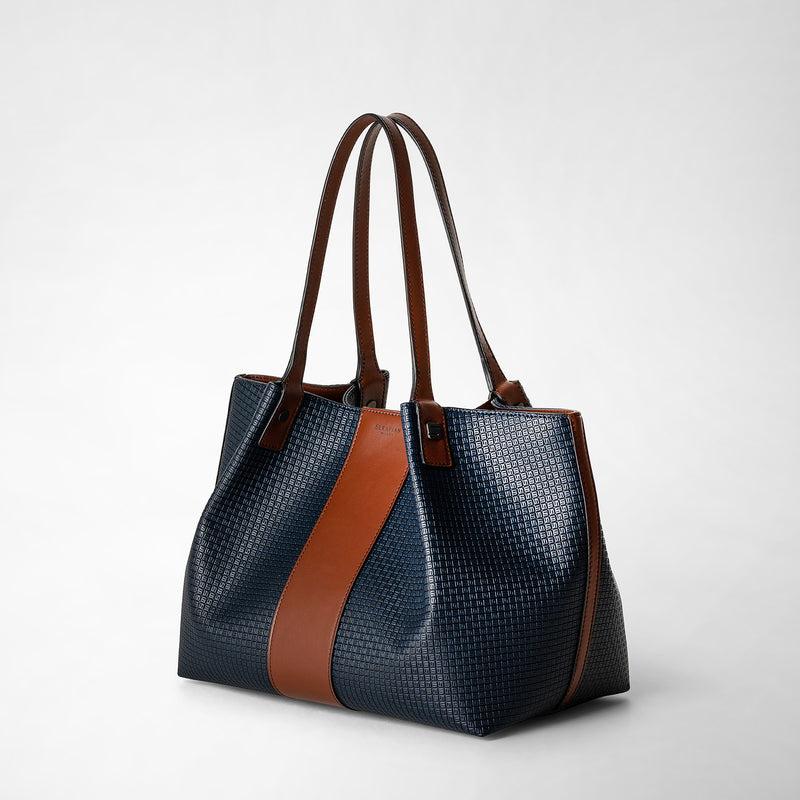 Serapian Borsa shopping secret piccola stepan 72 blu -cuoio Negozi Online