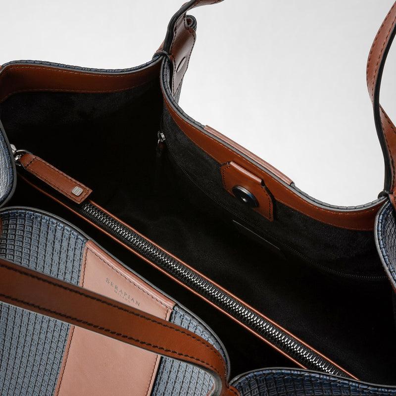 Serapian Borsa shopping secret piccola stepan 72 blu -cuoio Negozi Online