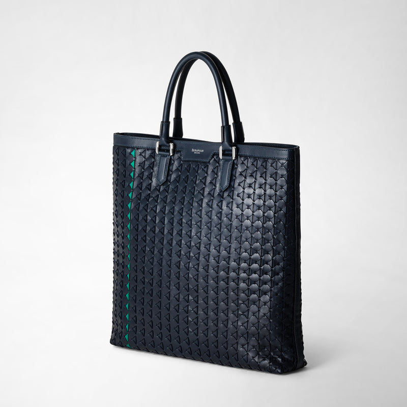 Serapian Vertical tote bag in mosaico navy blue Acquista Ora