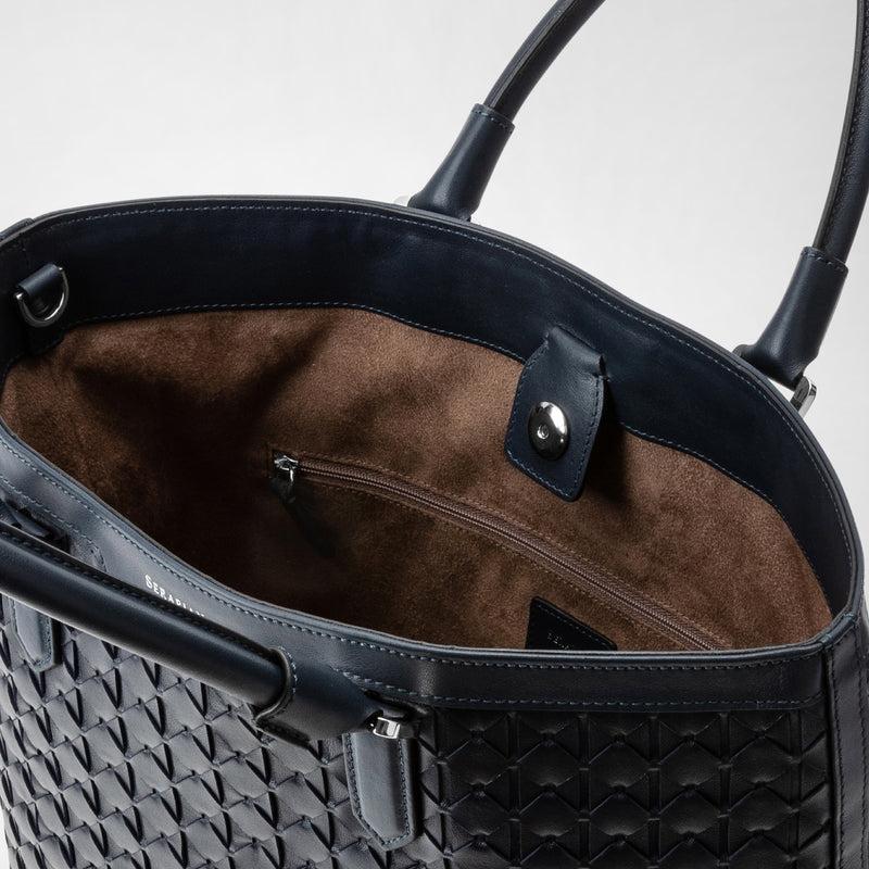 Serapian Vertical tote bag in mosaico navy blue Acquista Ora