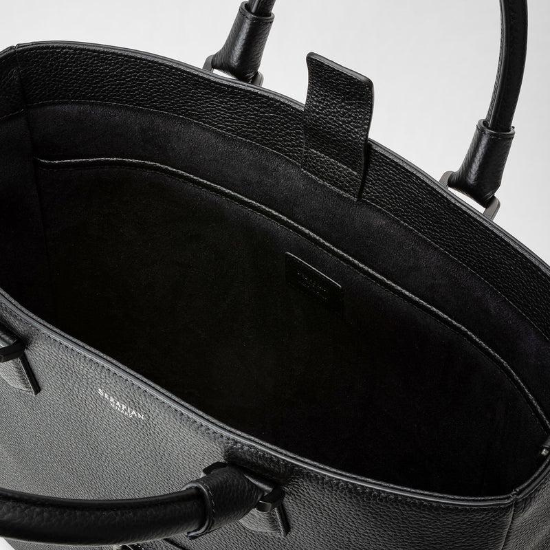 Serapian Quattordici tote bag in cachemire leather eclipse black Consegna Veloce