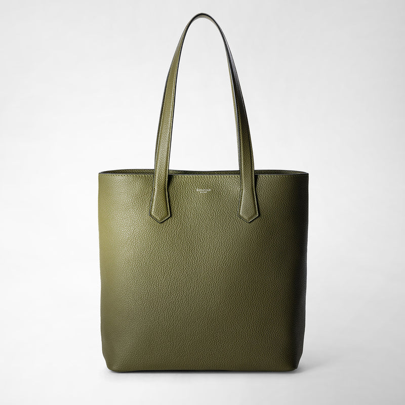 Serapian Day tote bag in cachemire leather olive green Affare Del Giorno