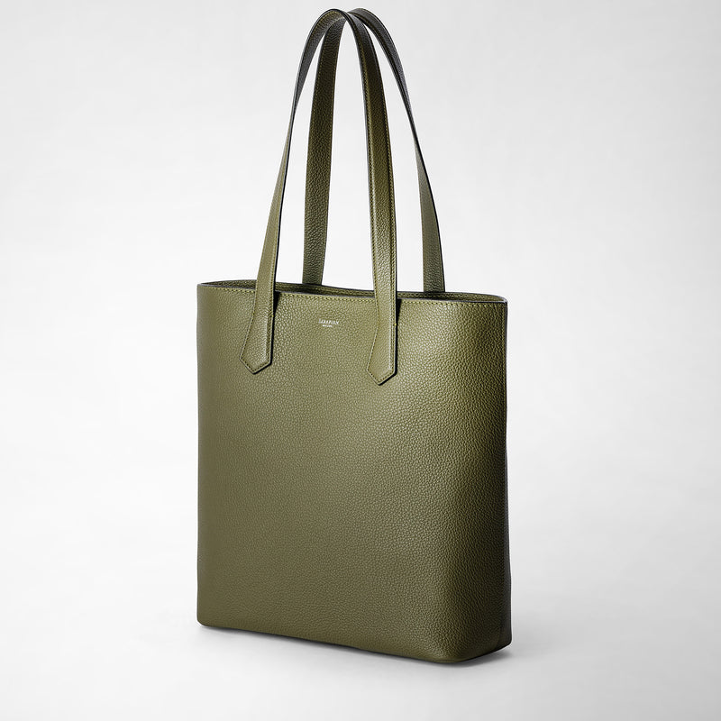 Serapian Day tote bag in cachemire leather olive green Affare Del Giorno