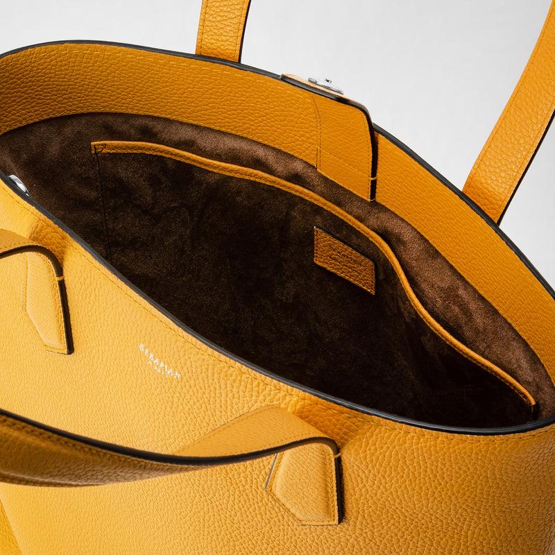 Serapian Day tote bag in cachemire leather ochre Prezzo Ridotto
