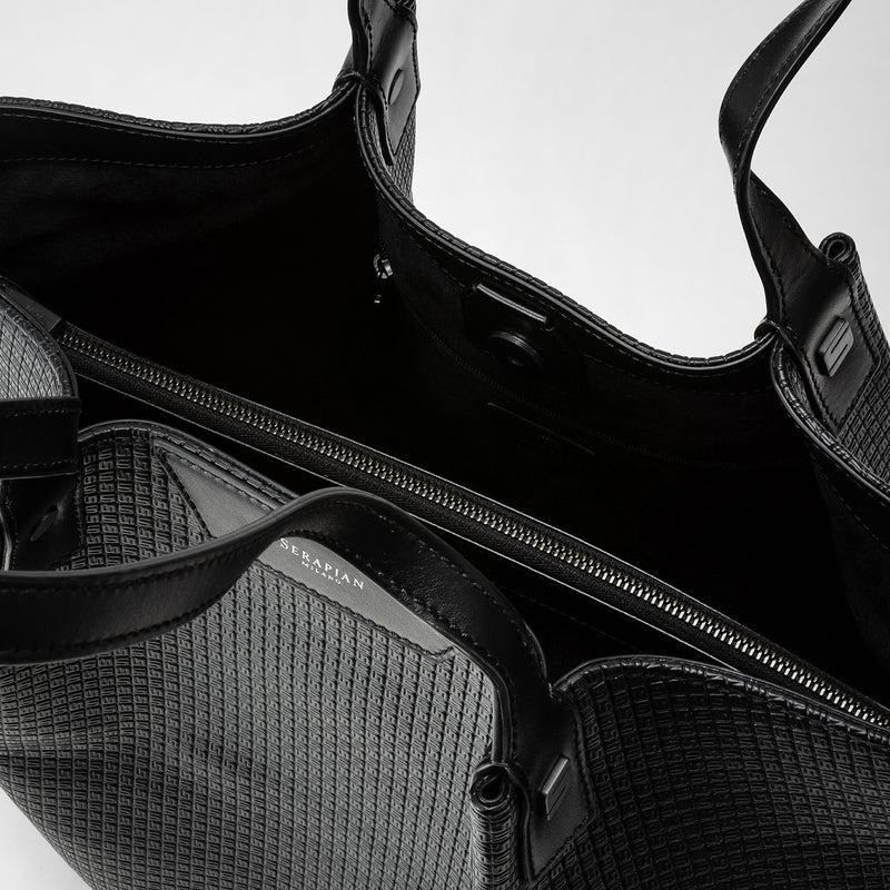 Serapian Vertical secret tote bag stepan nero-nero eclissi Sottocosto