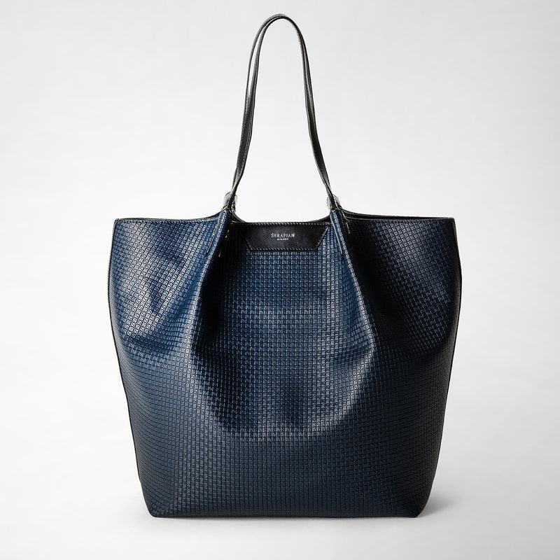 Serapian Vertical secret tote bag stepan blu oceano-nero Convenienza