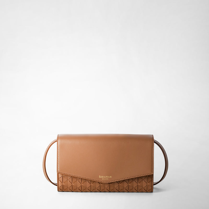 Serapian Clutch with shoulder strap in mosaico tan Online