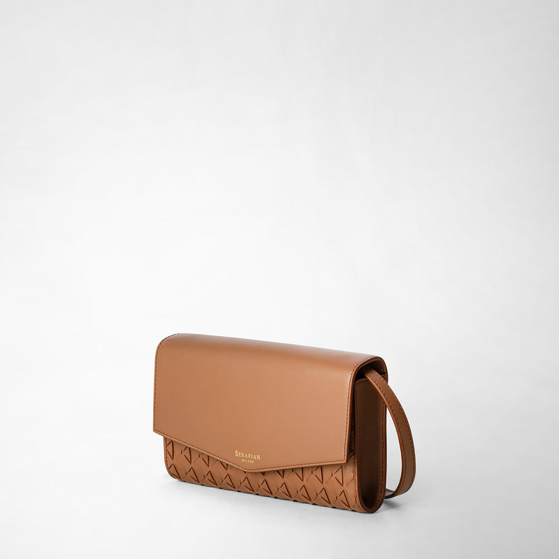 Serapian Clutch with shoulder strap in mosaico tan Online