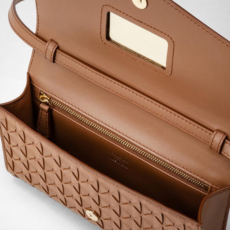 Serapian Clutch with shoulder strap in mosaico tan Online