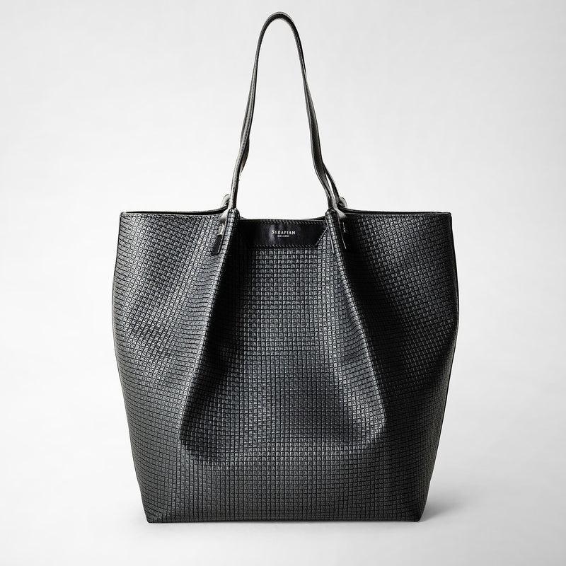 Serapian Vertical secret tote bag in stepan asfalto-nero Negozio
