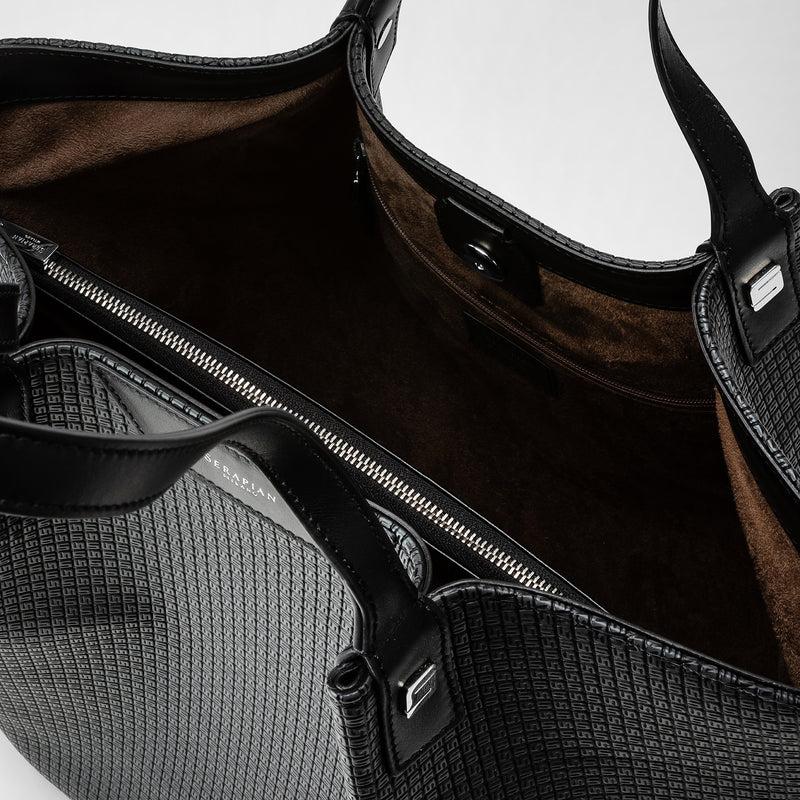 Serapian Vertical secret tote bag in stepan asfalto-nero Negozio