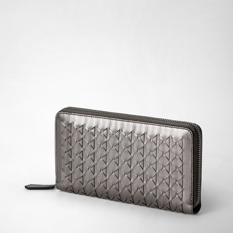 Serapian Zip-around wallet in mosaico ruthenium Consegna Veloce