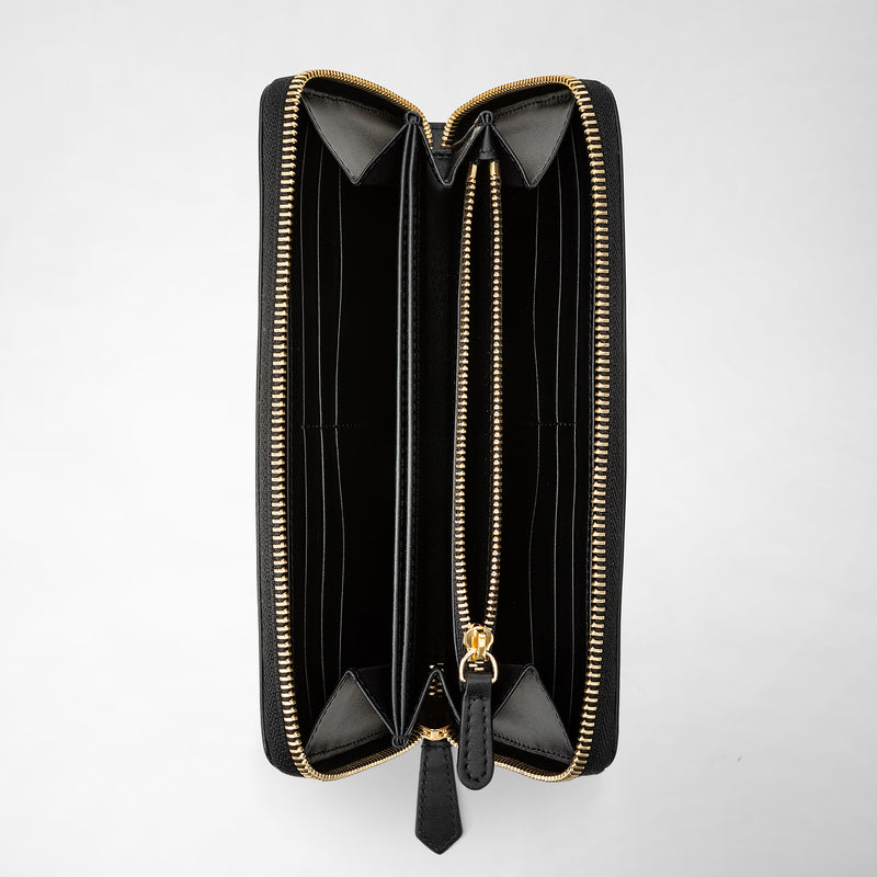 Serapian Portafoglio con zip in mosaico nero-panna Nuova