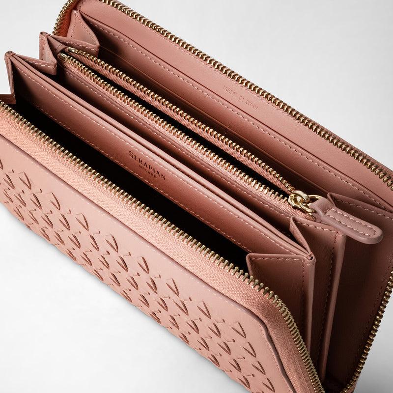 Serapian Portafoglio con zip in mosaico blush Affare Del Giorno