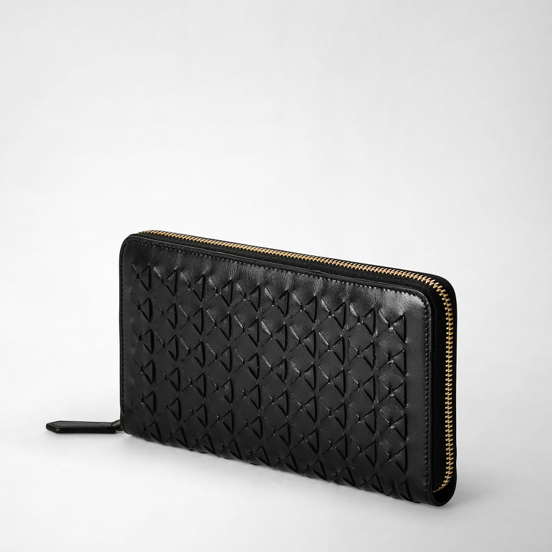 Serapian Portafoglio con zip in mosaico nero Prezzo Ridotto