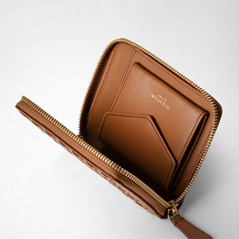 Serapian Mini zip wallet in mosaico tan Offerte