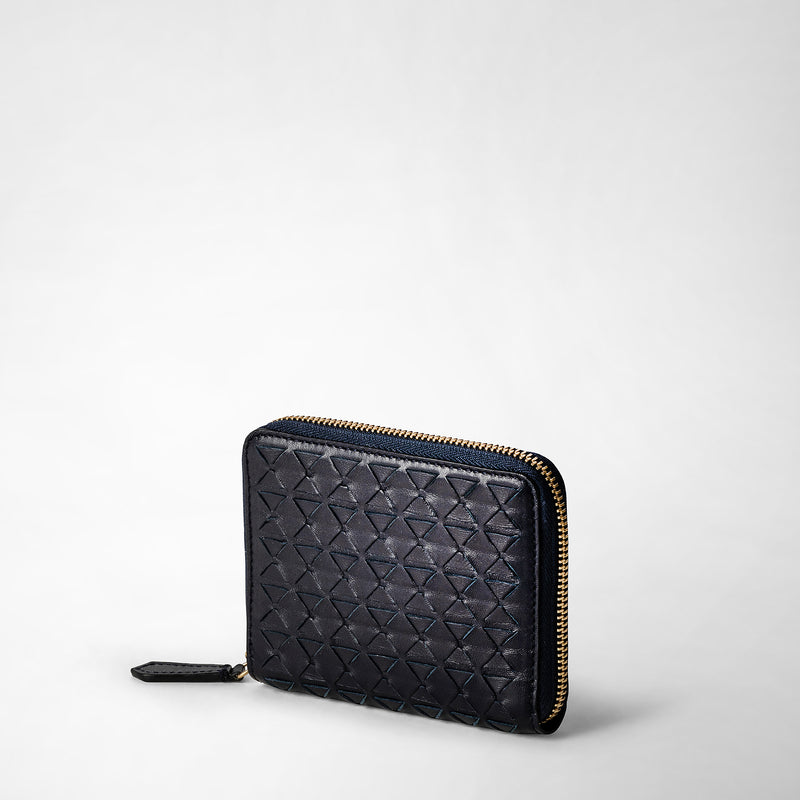 Serapian Mini zip wallet in mosaico midnight blue Vendita Economica