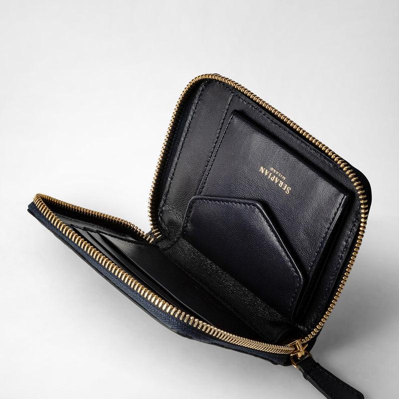 Serapian Mini zip wallet in mosaico midnight blue Vendita Economica