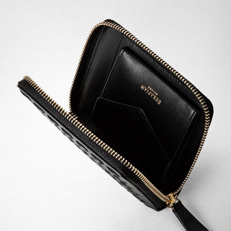 Serapian Portafoglio mini con zip in mosaico nero I Più Venduti